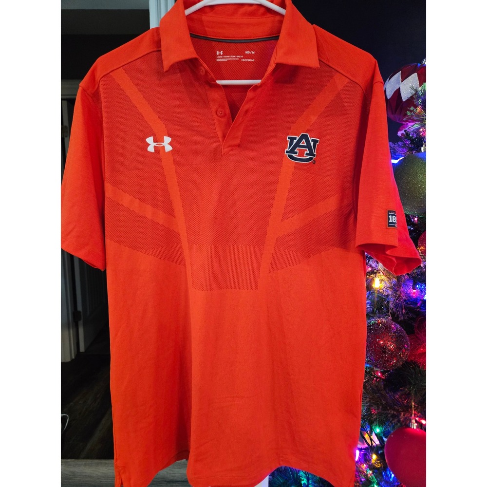 Under Armour Auburn Tigers Polo Shirt Men's MD Orange HeatGear Golf